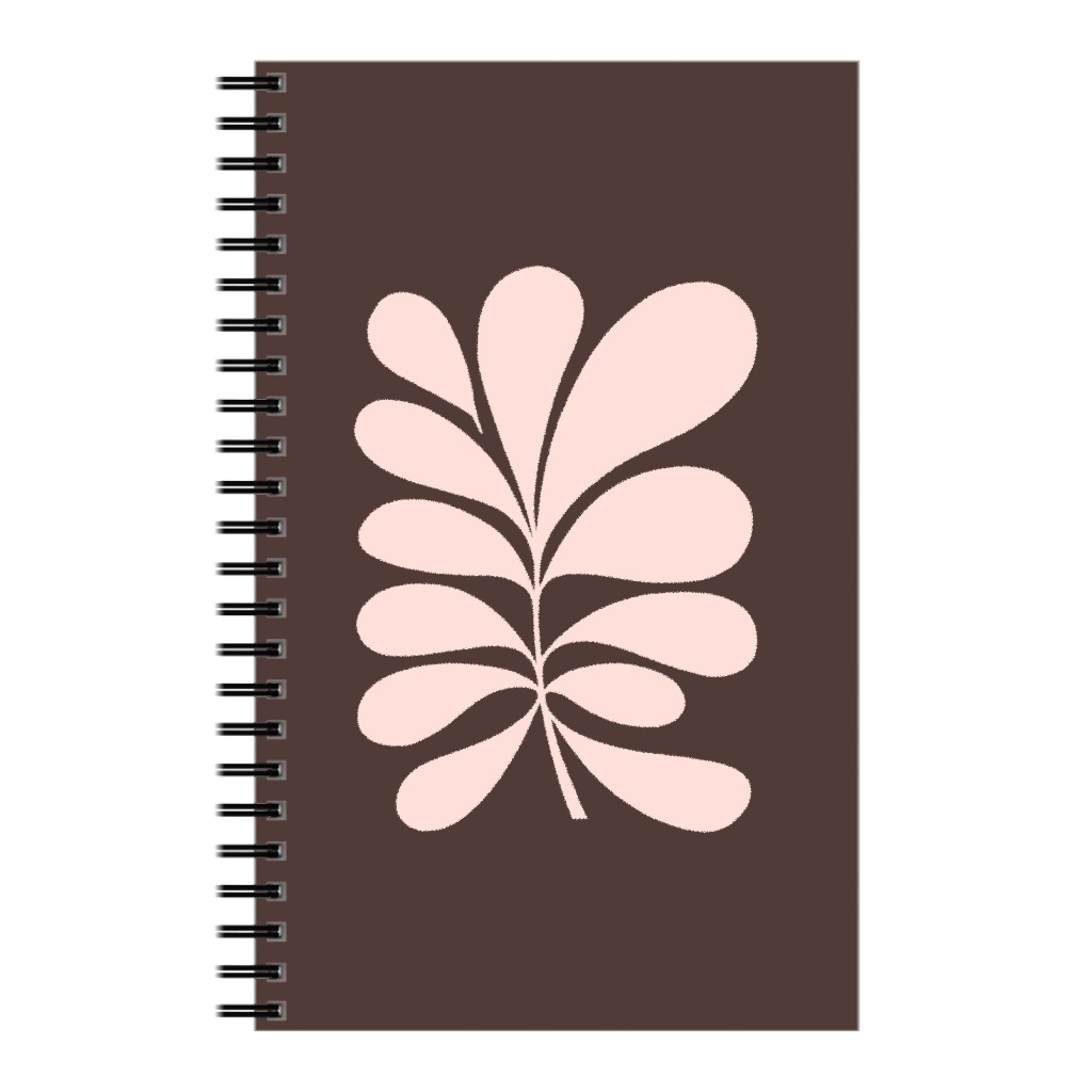 Minimal Foliage - Brown and Pink Notebook, 5x8, Brown