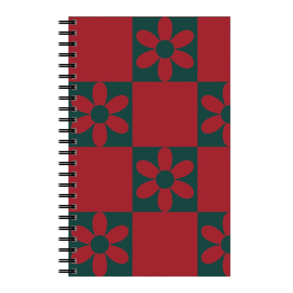 Daisy Checkerboard Notebook, 5x8, Red