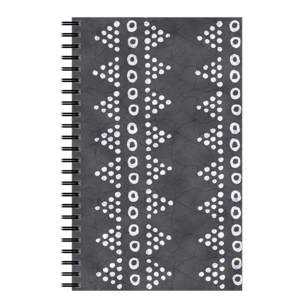 Batik Triangle Stripe - Earth Smoke Notebook, 5x8, Gray, Gray
