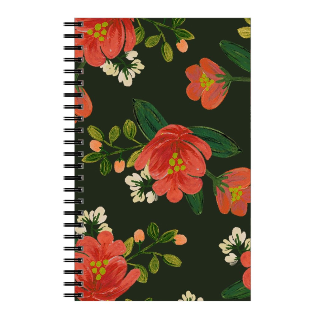 Holiday Floral Notebook, 5x8, Green, Classic Green