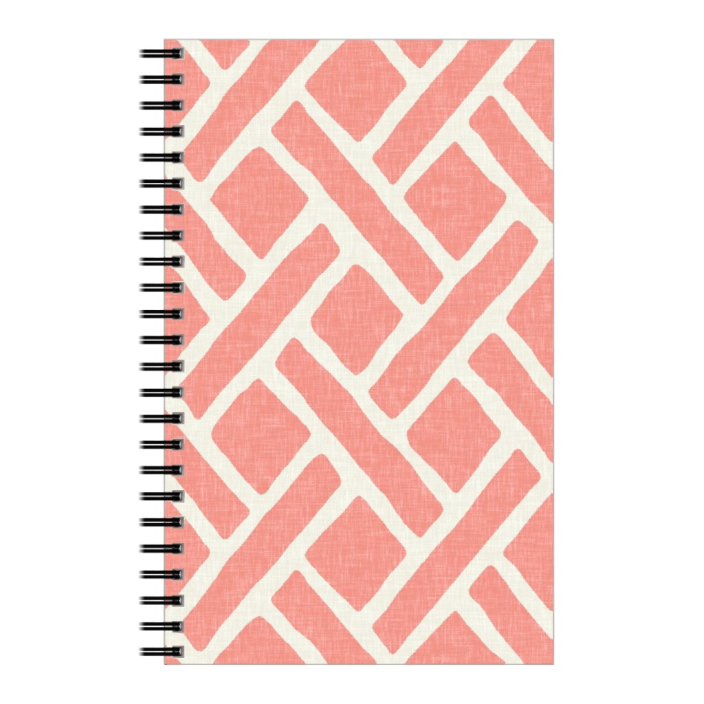 Lattice - Light Coral Notebook, 5x8, Pink, Bright Pink