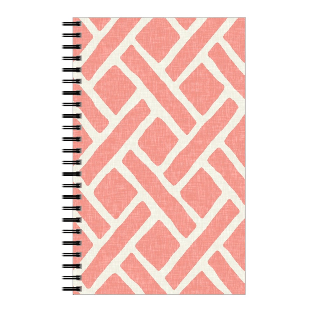 Lattice - Light Coral Notebook, 5x8, Pink