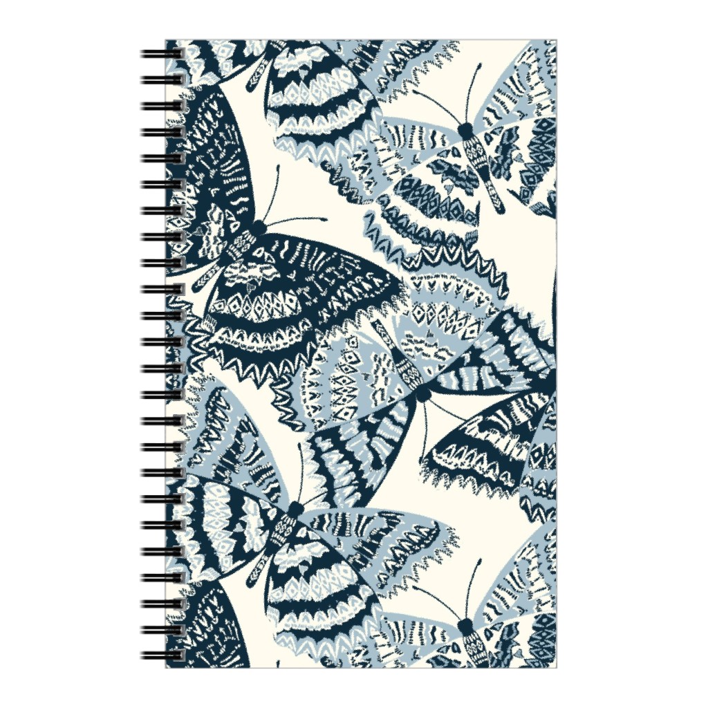 Butterfly - Hand Drawn - Blue Notebook, 5x8, Blue