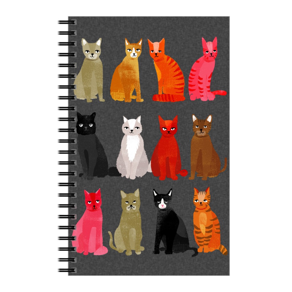 Cats & Kittens on Gray Notebook, 5x8, Multicolor