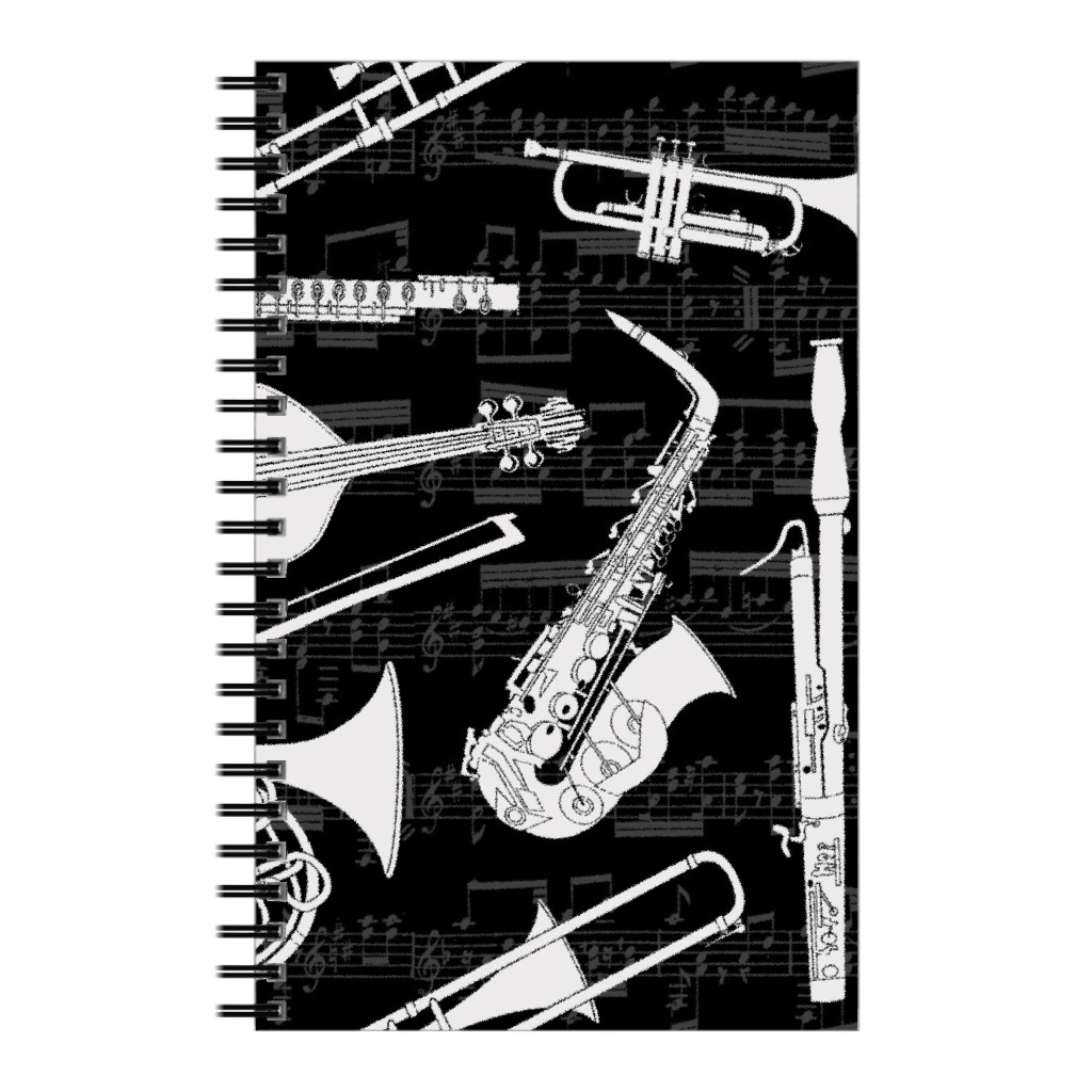 Musical Instruments Notebook, 5x8, Black