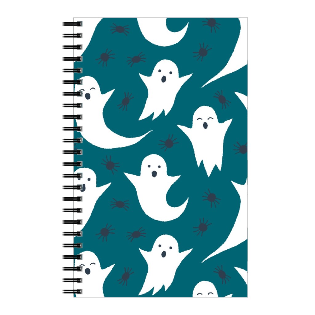 Halloween Ghosts - Dark Teal Notebook, 5x8, Green