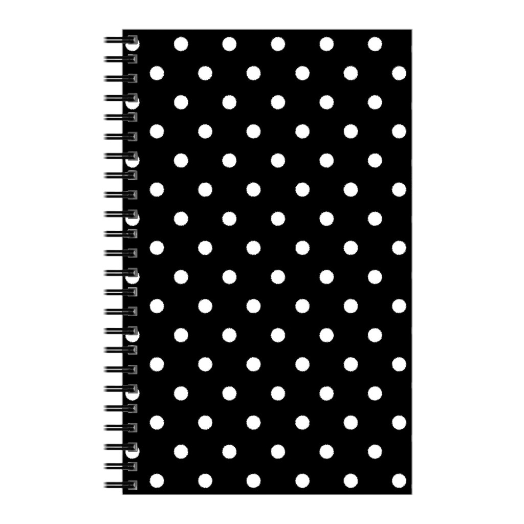 Dotty - White on Black Notebook, 5x8, Black