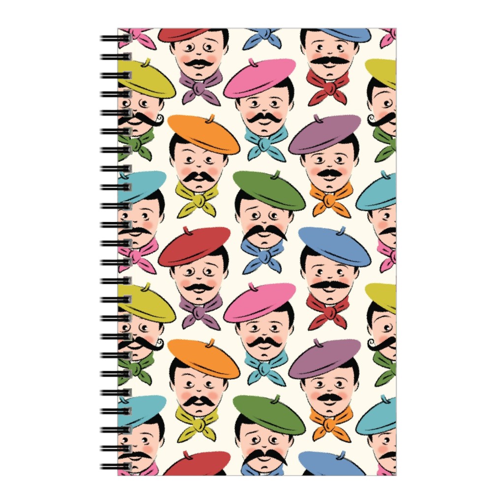 Men With Mustaches and Bandanas - Multi Notebook, 5x8, Multicolor