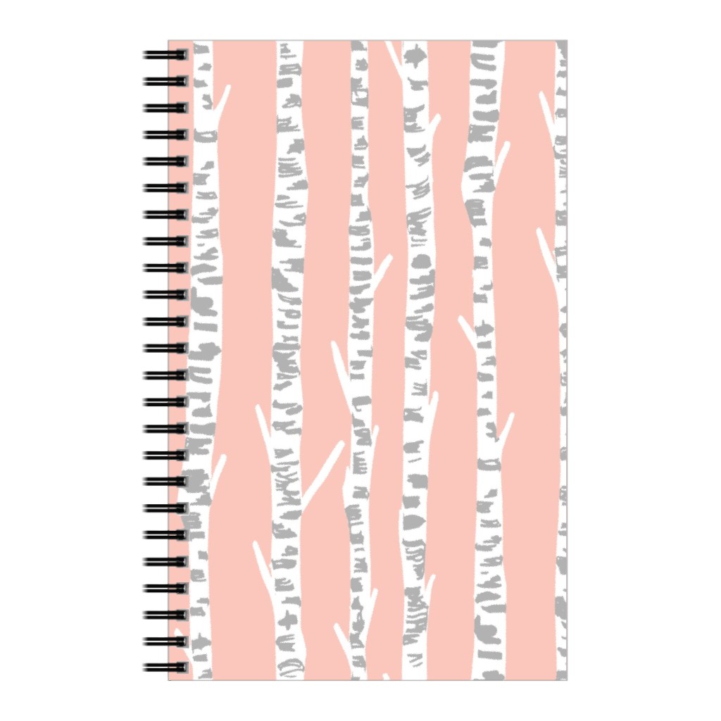 Birch Tree - Pink Notebook, 5x8, Pink