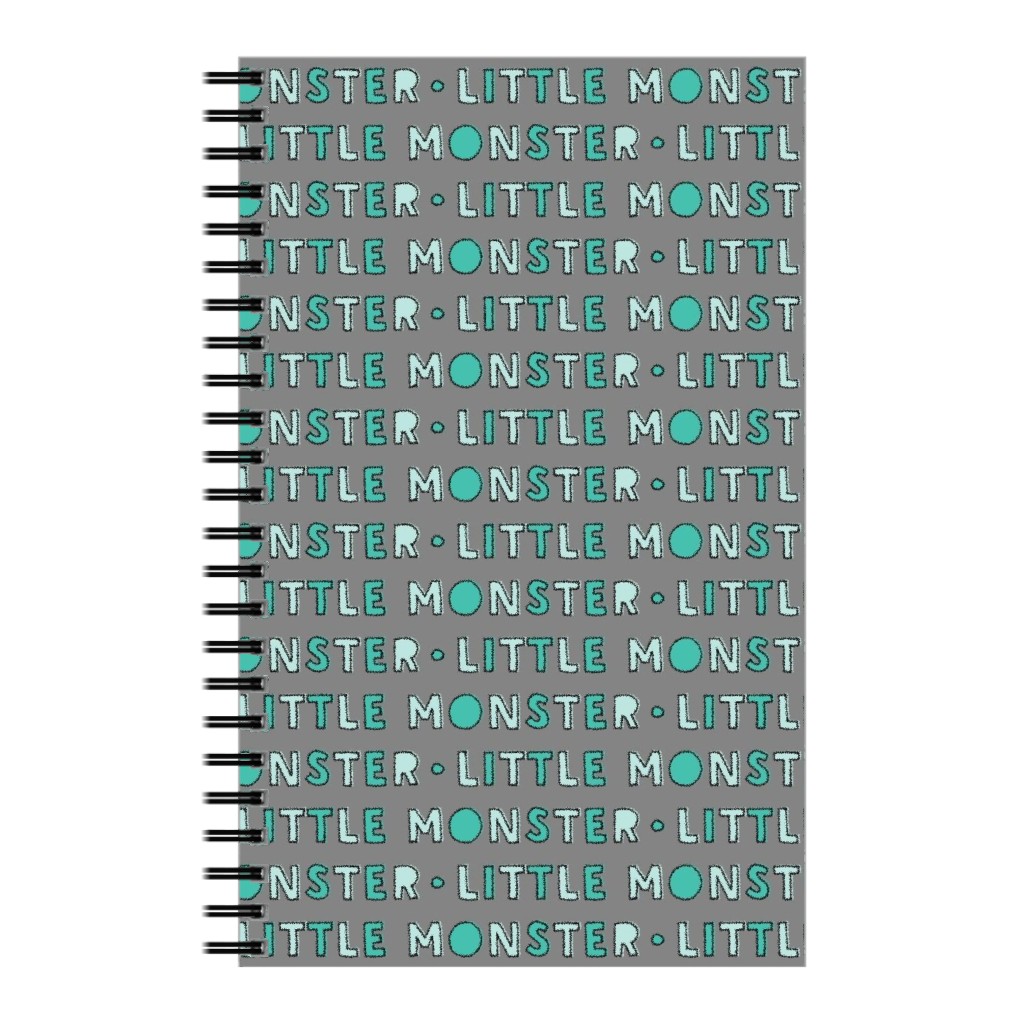 (Small Scale) Little Monster || Green on Grey Notebook, 5x8, Green, Classic Green