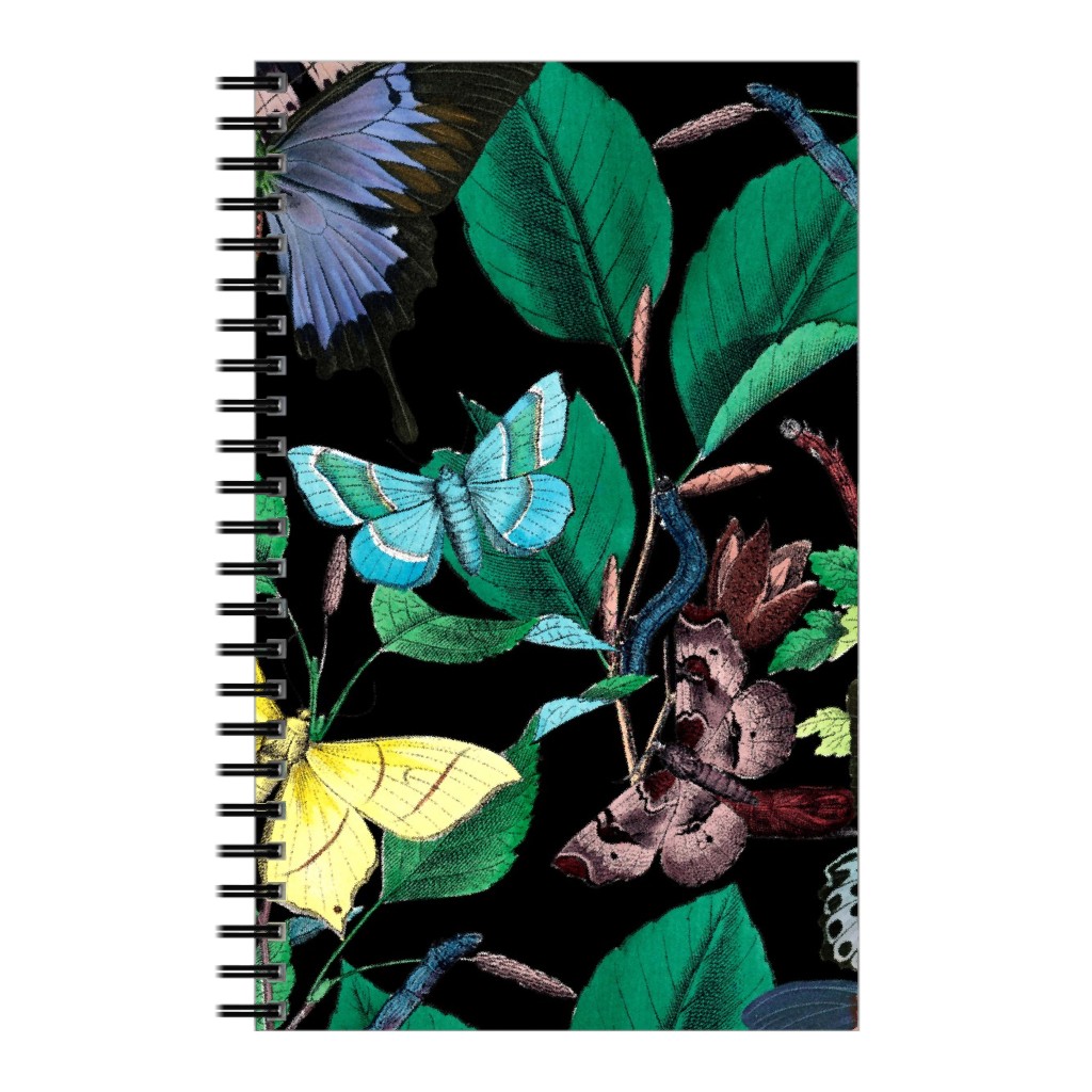 Butterfly Sanctuary - Multi on Black Notebook, 5x8, Multicolor