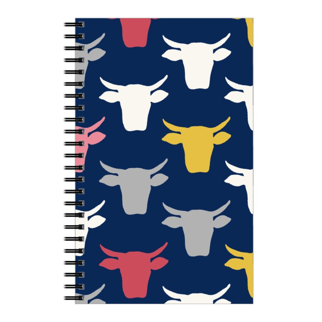 Cows Notebook, 5x8, Multicolor, Dark Blue