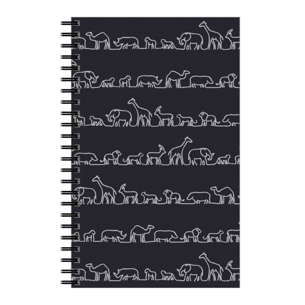 Safari Animals Outlines Notebook, 5x8, Black