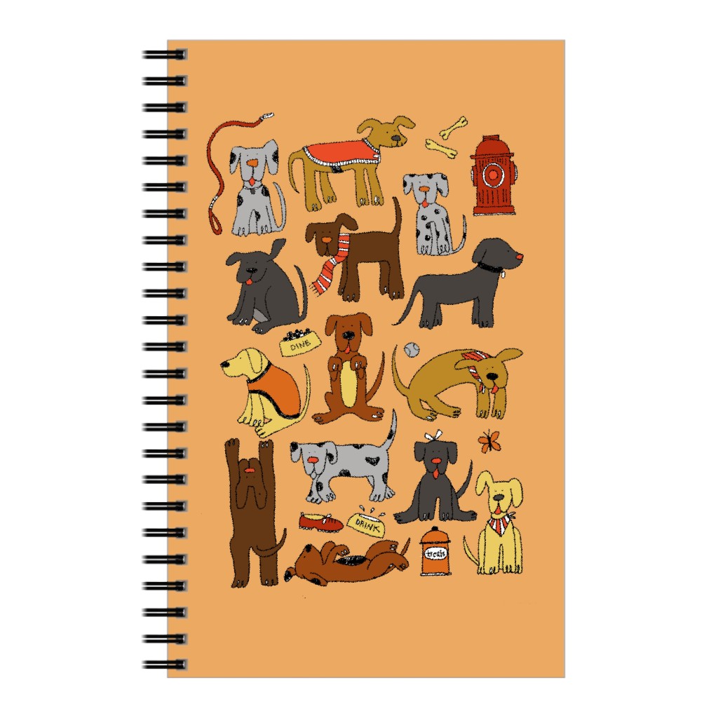 Happy Dogs - Orange Notebook, 5x8, Orange