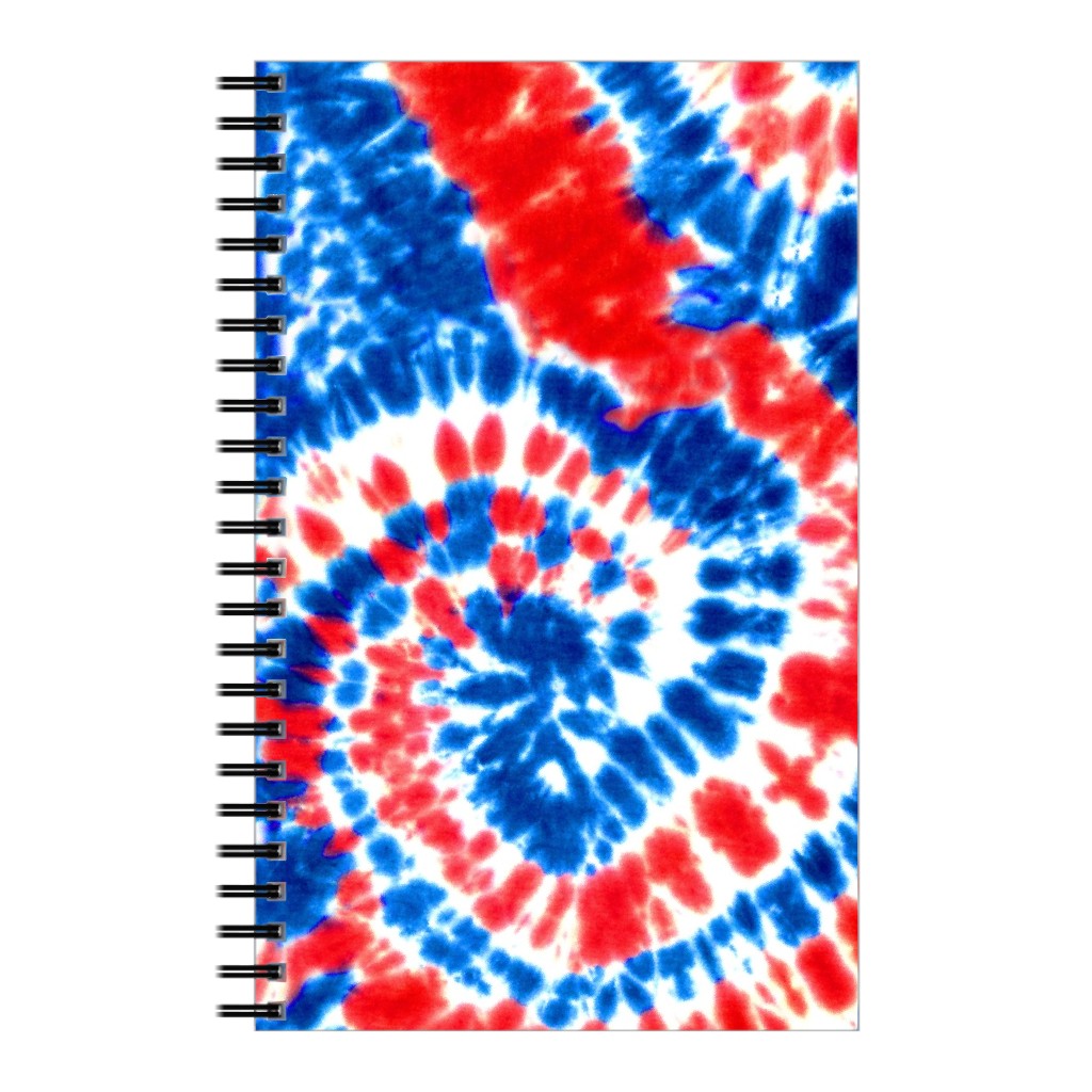 Tie Dye - Blue, Red and White Notebook, 5x8, Multicolor