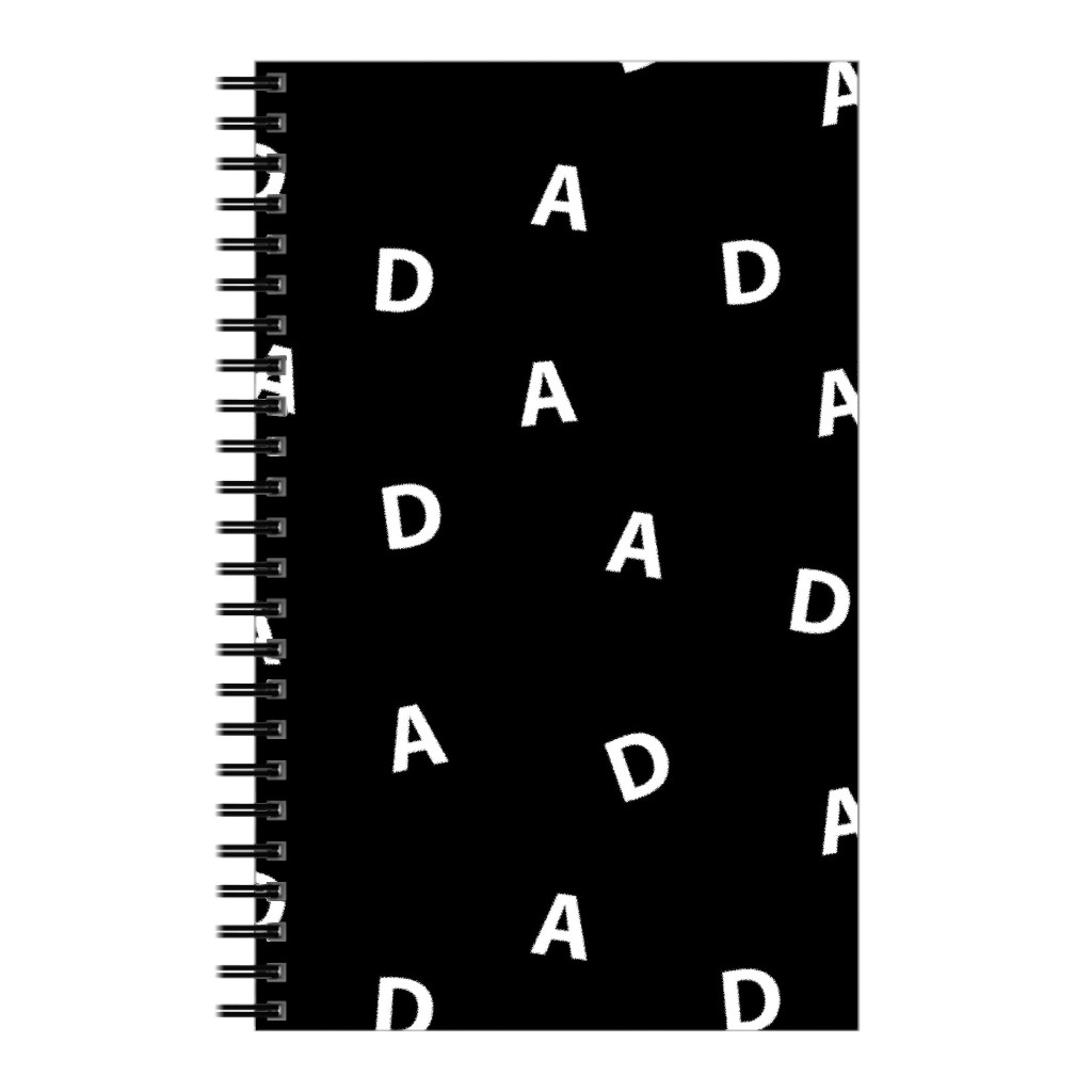 Sweet Dad Typography - Black and White Notebook, 5x8, Black