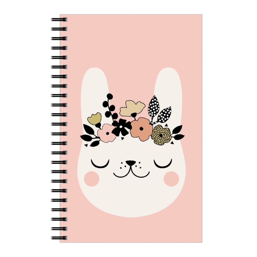 Floral Bunny - Pink Notebook, 5x8, Pink, Bright Pink