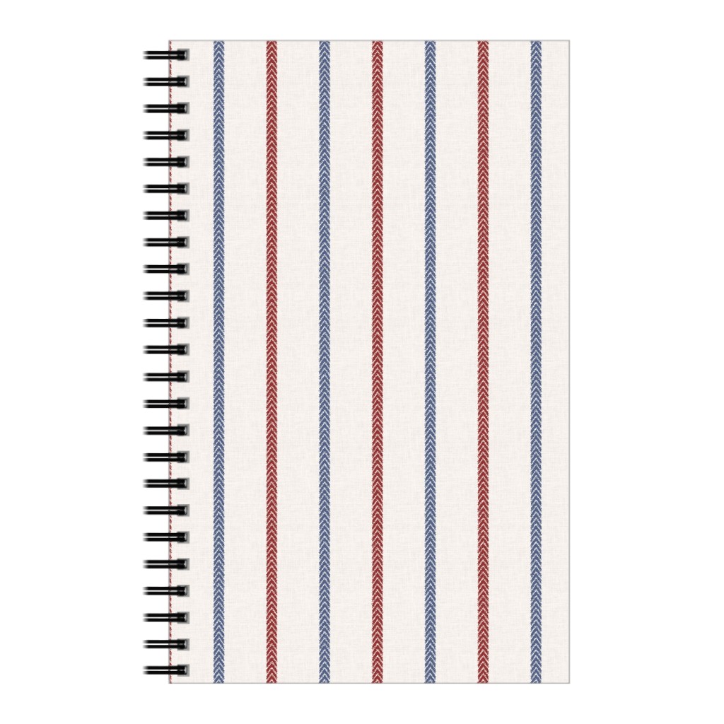 Baseball Ball Stitch Ticking Stripe on Soft Gray Notebook, 5x8, Beige