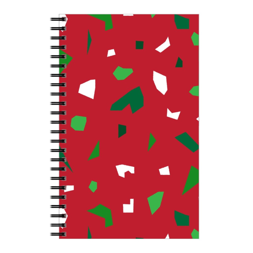 Christmas Terrazzo Notebook, 5x8, Red, Red
