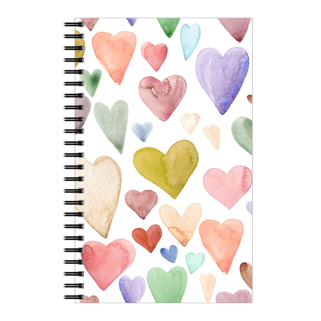 Earth Tone Hearts - Multi Muted Notebook, 5x8, Multicolor