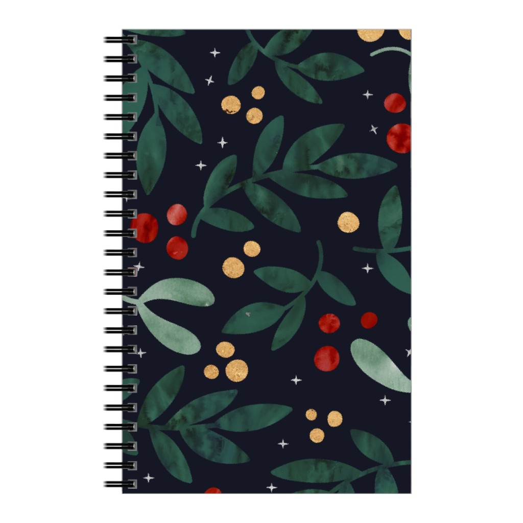Christmas Berries - Dark Notebook, 5x8, Green