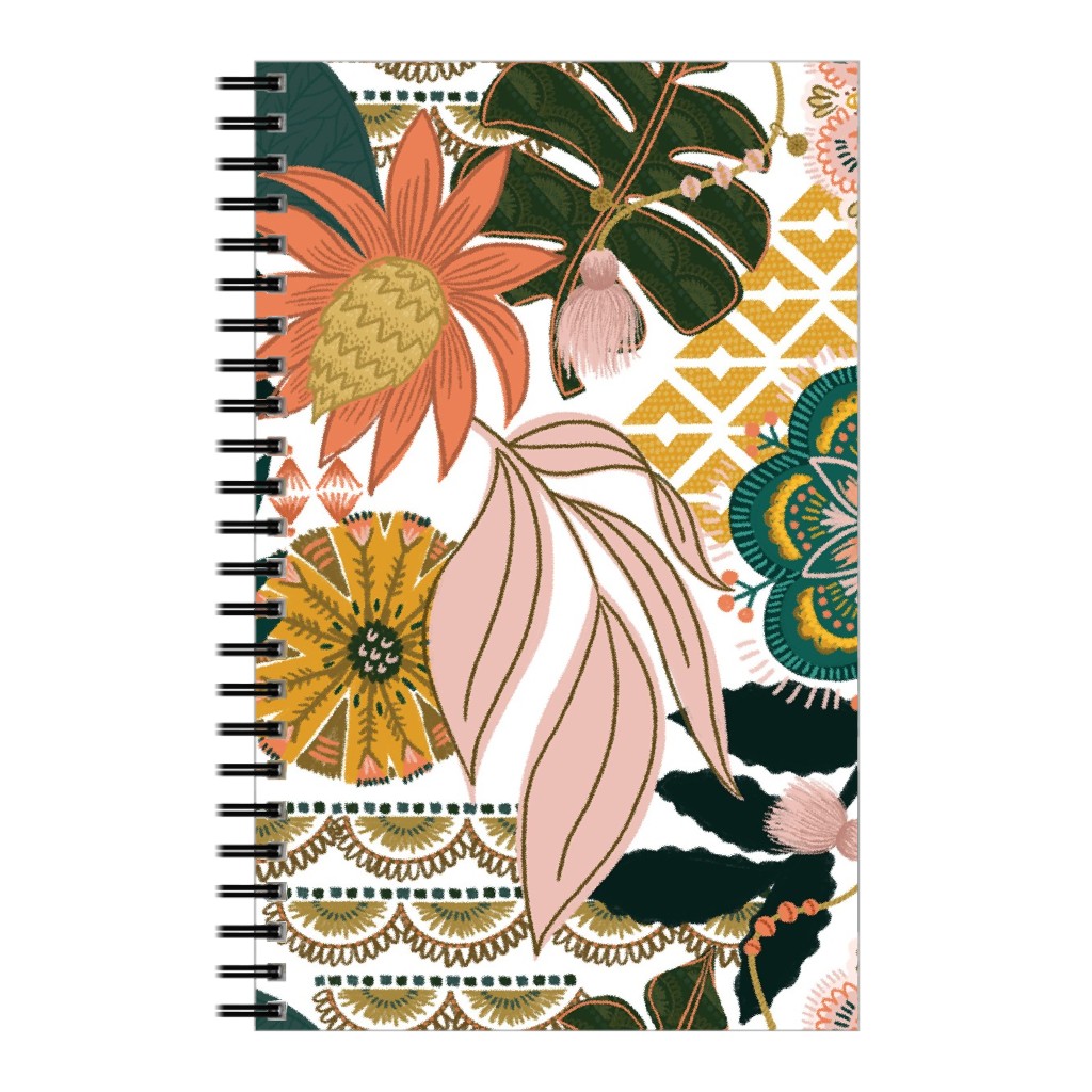 Boho Tropical - Floral - Multi Light Notebook, 5x8, Multicolor