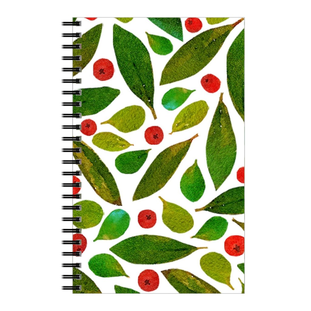 Holiday Greens and Berries Notebook, 5x8, Green