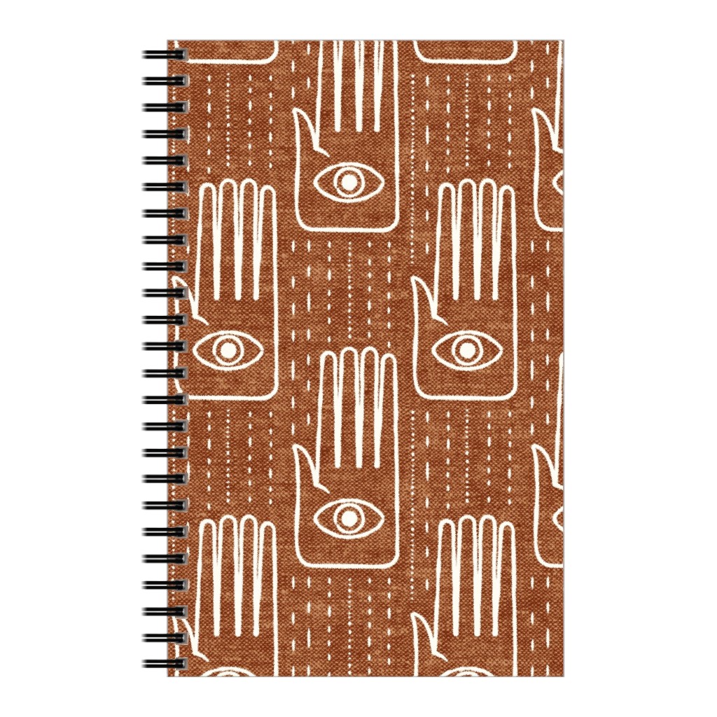 Adorned Palm Hands on Woven Ginger Notebook, 5x8, Orange