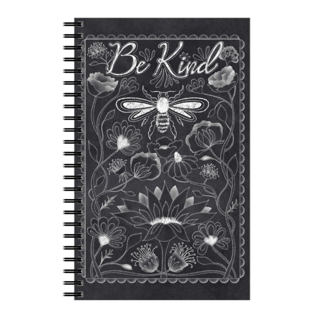 Be Kind Floral Notebook, 5x8, Black