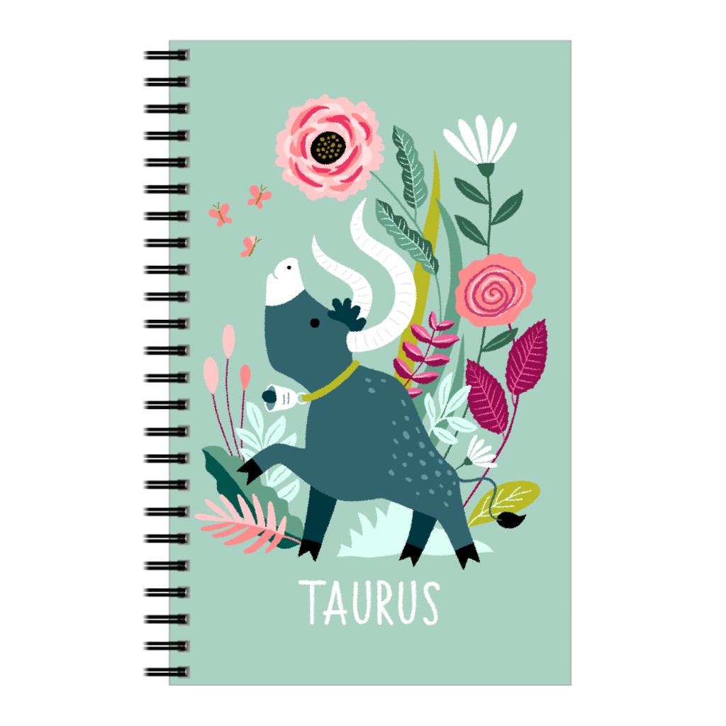 Taurus Spring - Pink & Mint Notebook, 5x8, Blue