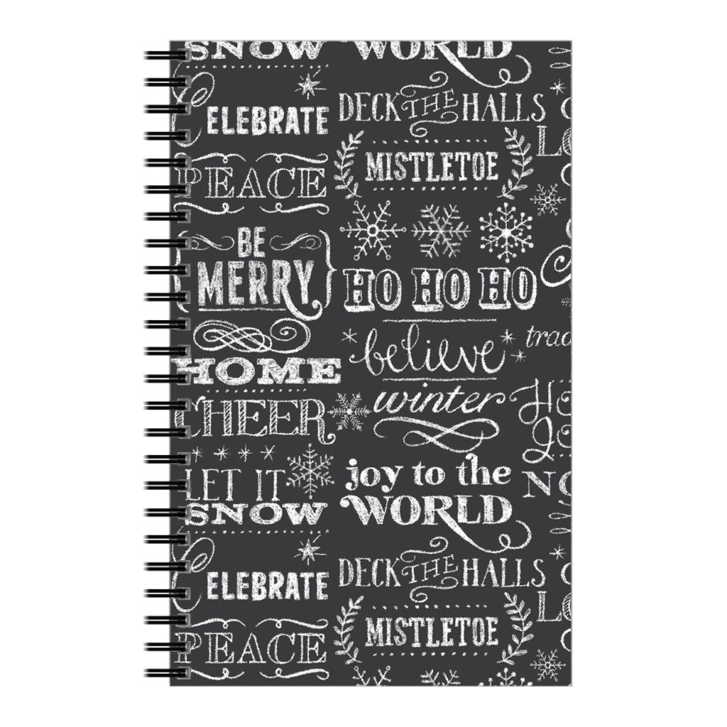 Christmas Sayings in Chalk Notebook, 5x8, Gray