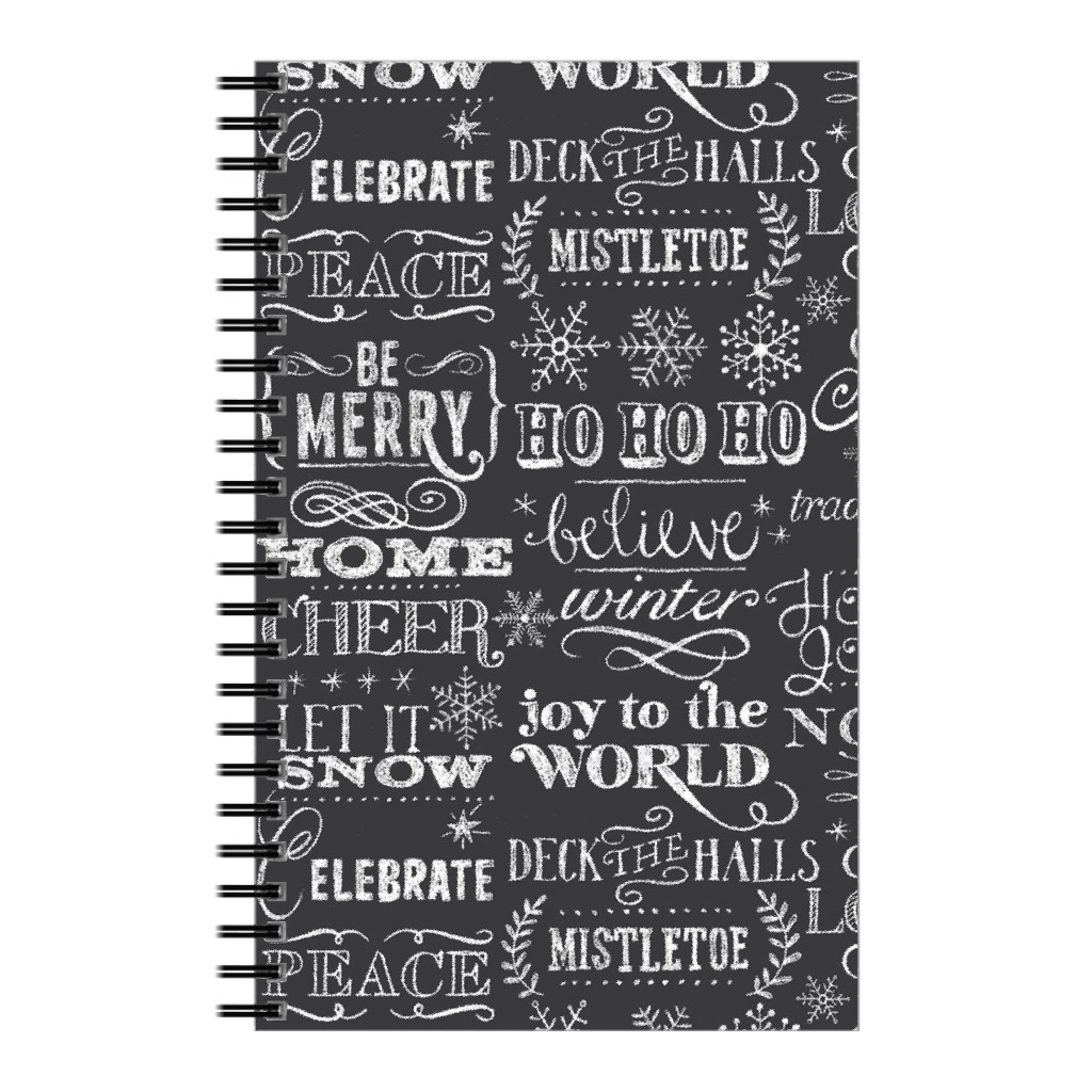 Christmas Sayings in Chalk Notebook, 5x8, Gray, Gray