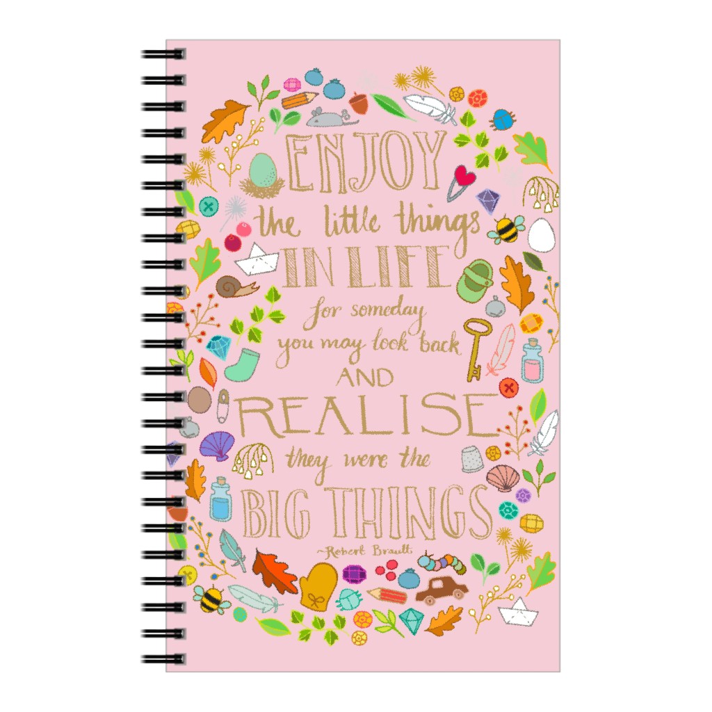 Enjoy the Little Things - a Quote Notebook, 5x8, Pink