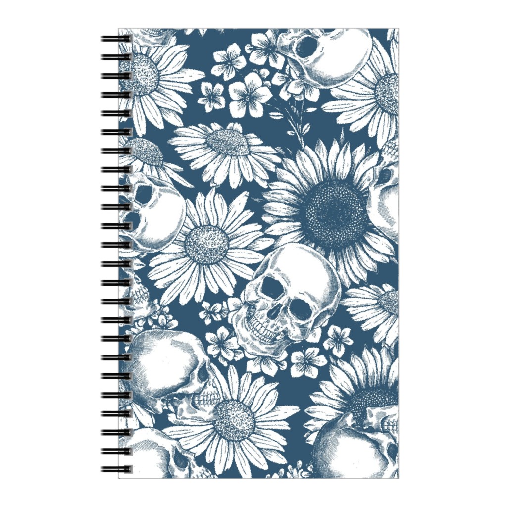 Floral Skull - Blue Notebook, 5x8, Blue, True Blue