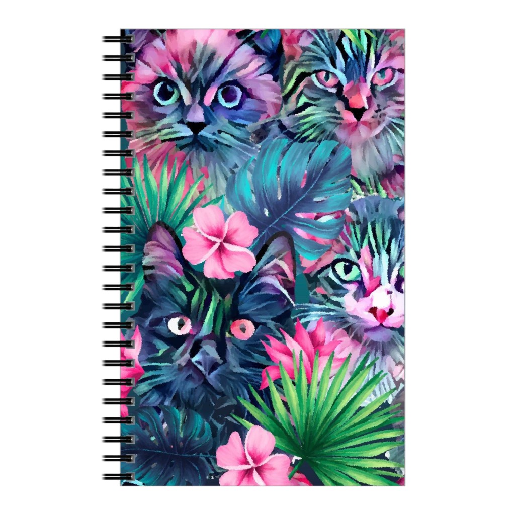 Summer Floral Cats - Multi Notebook, 5x8, Multicolor