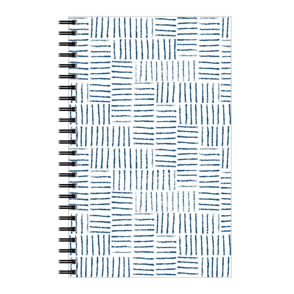 Herringbone String - White & Classic Blue Notebook, 5x8, Blue