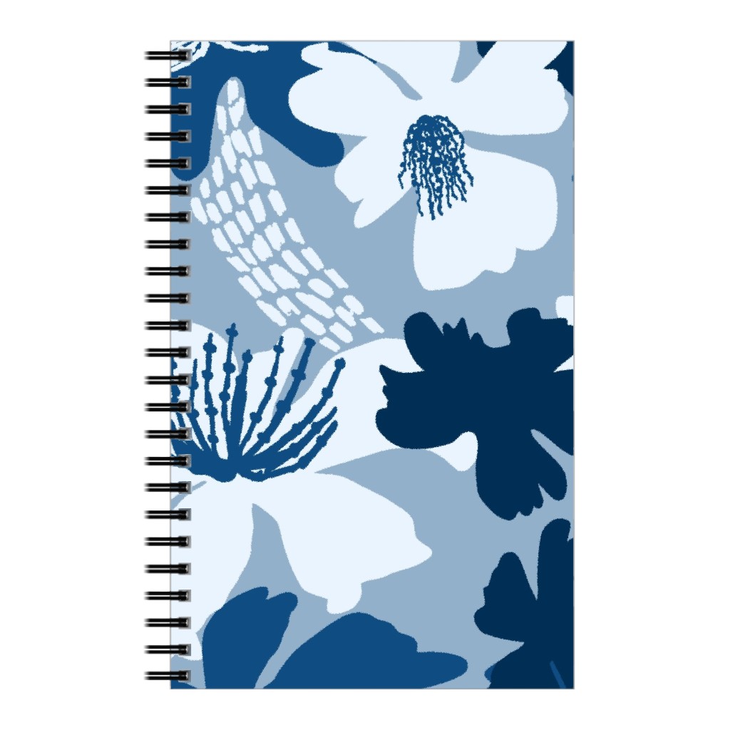 Barely Blue Floral Notebook, 5x8, Blue
