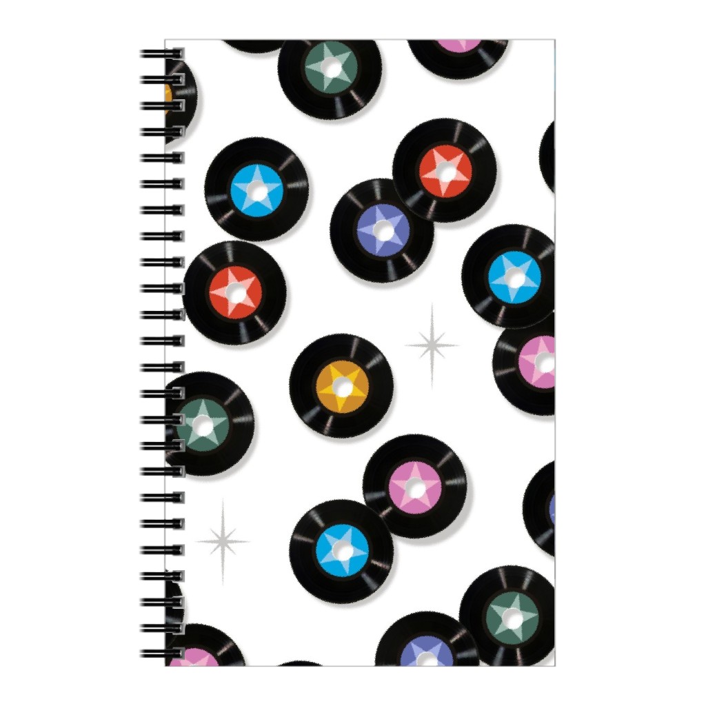 Pop Star Vintage Vinyl Records Notebook, 5x8, White, White