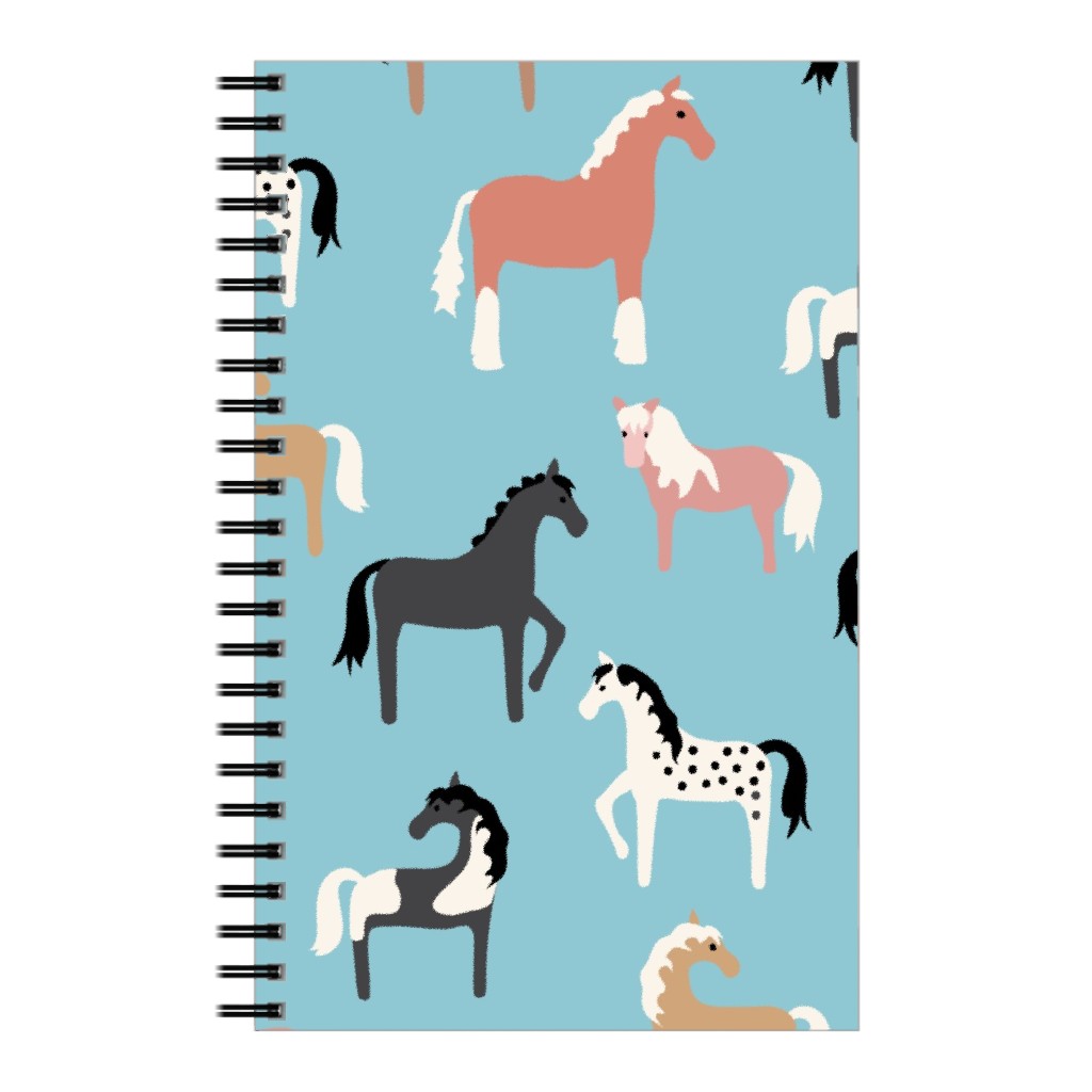 Horse Party Notebook, 5x8, Blue