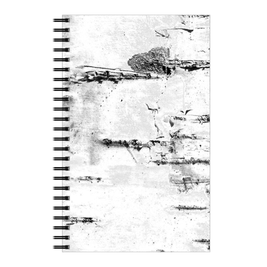 Birch Bark - White, Gray Notebook, 5x8, Gray