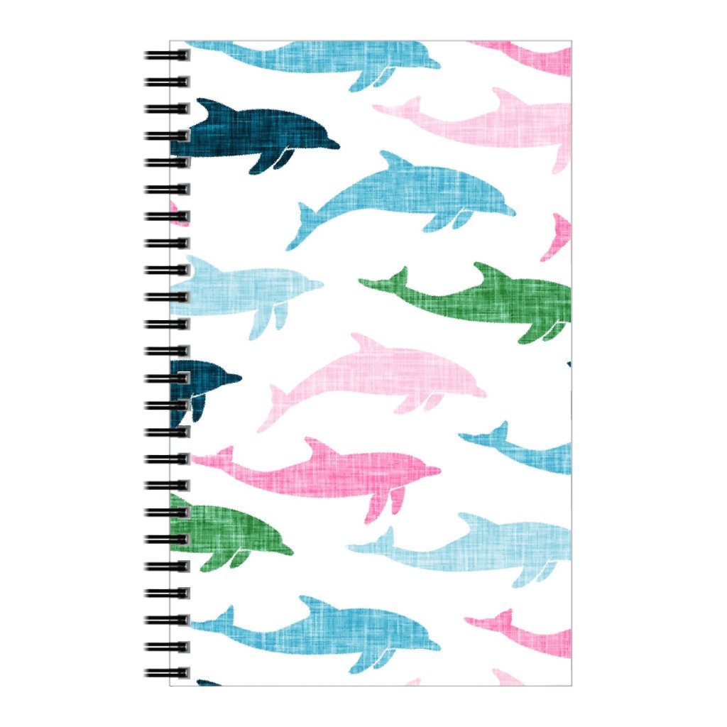 Dolphins Notebook, 5x8, Multicolor, Bubblegum