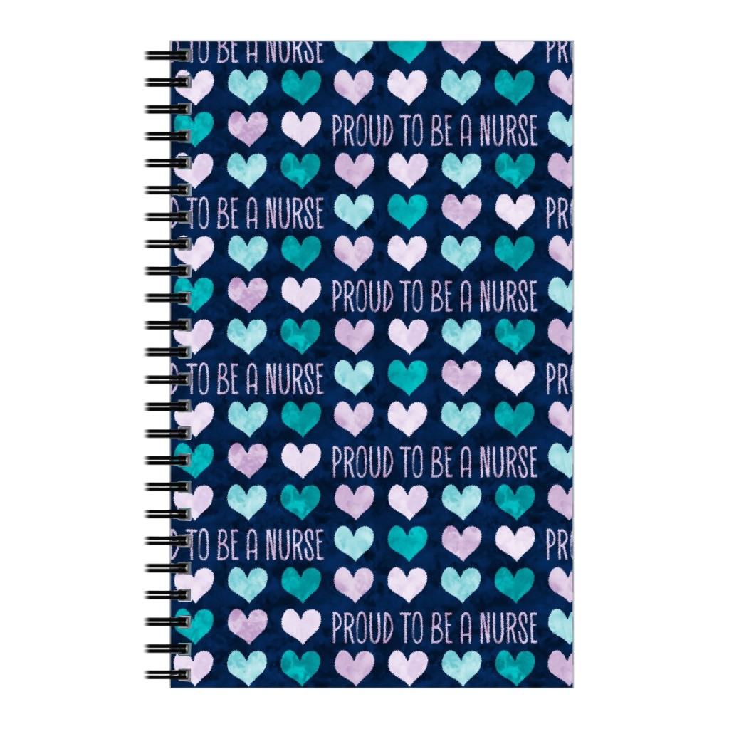 Proud To Be a Nurse - Purple/Teal on Navy Notebook, 5x8, Blue, True Blue