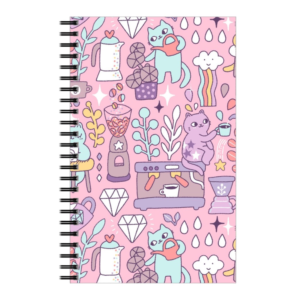 Cute Cats - Multicolor Pastel Notebook, 5x8, Pink