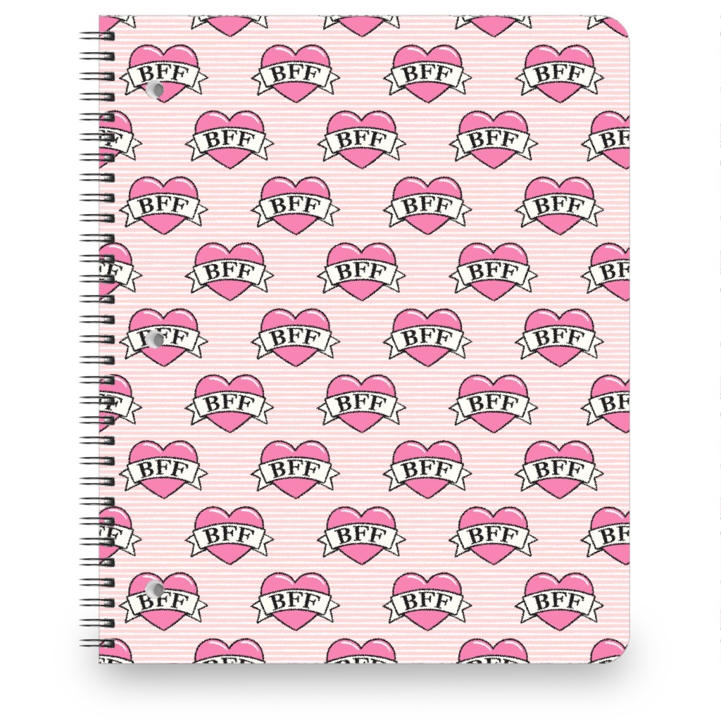 Bff Heart Tattoo Notebook, 8.5x11, Pink, Quartz
