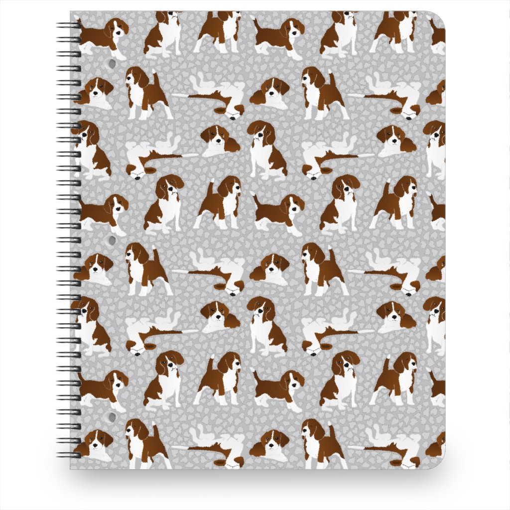 Beagle Dog Notebook, 8.5x11, Gray, Fog