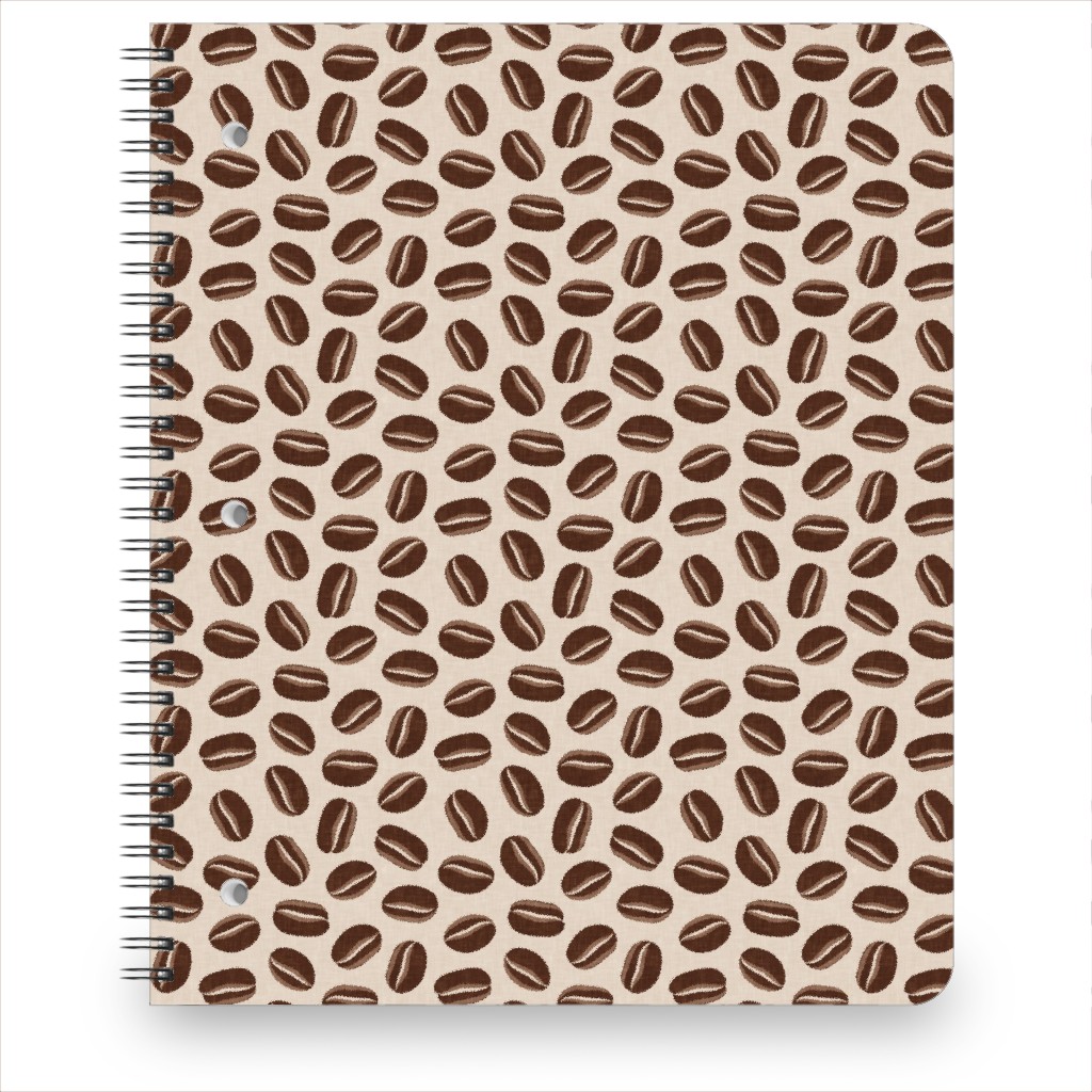 Coffee Beans - Coffee House - Beige Notebook, 8.5x11, Brown