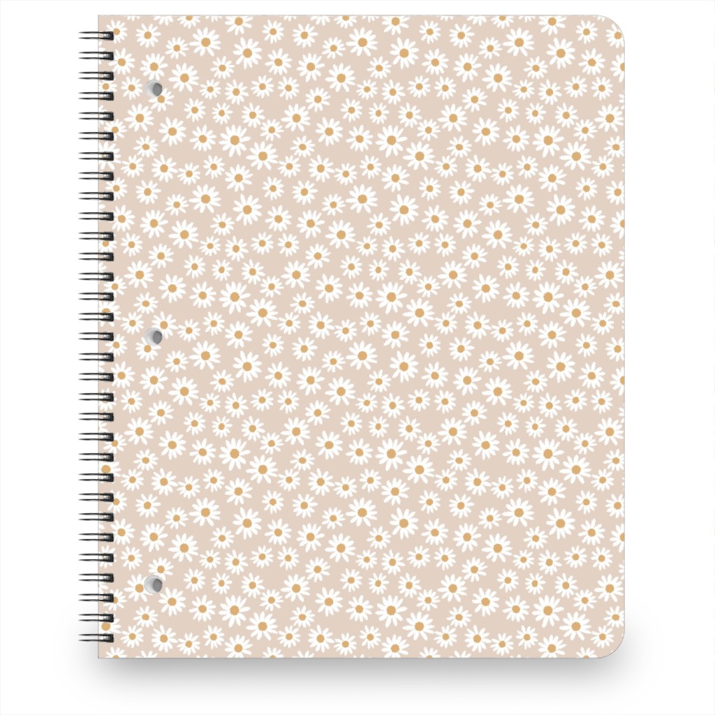 Daisy Print Notebook, 8.5x11, Beige, Pearl