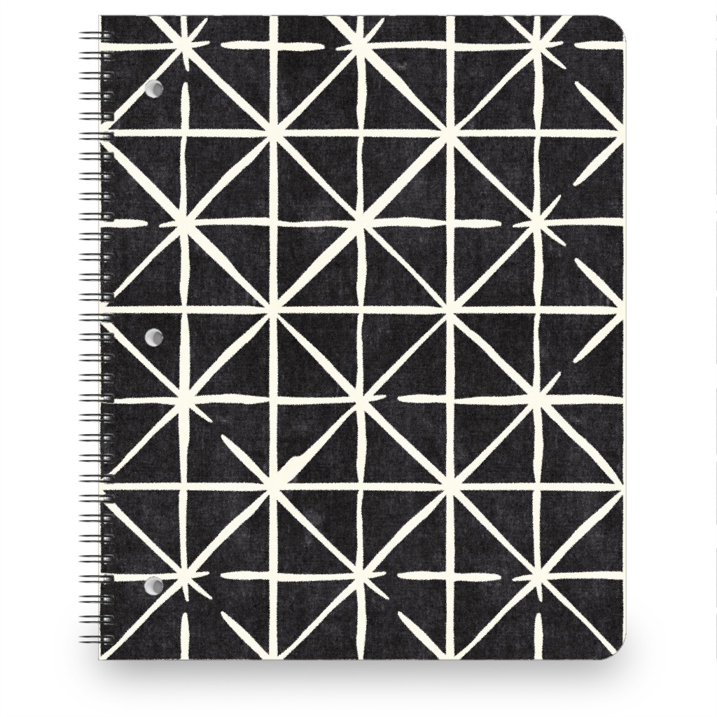 Geometric Triangles - Distressed Geometric Notebook, 8.5x11, Black, Black