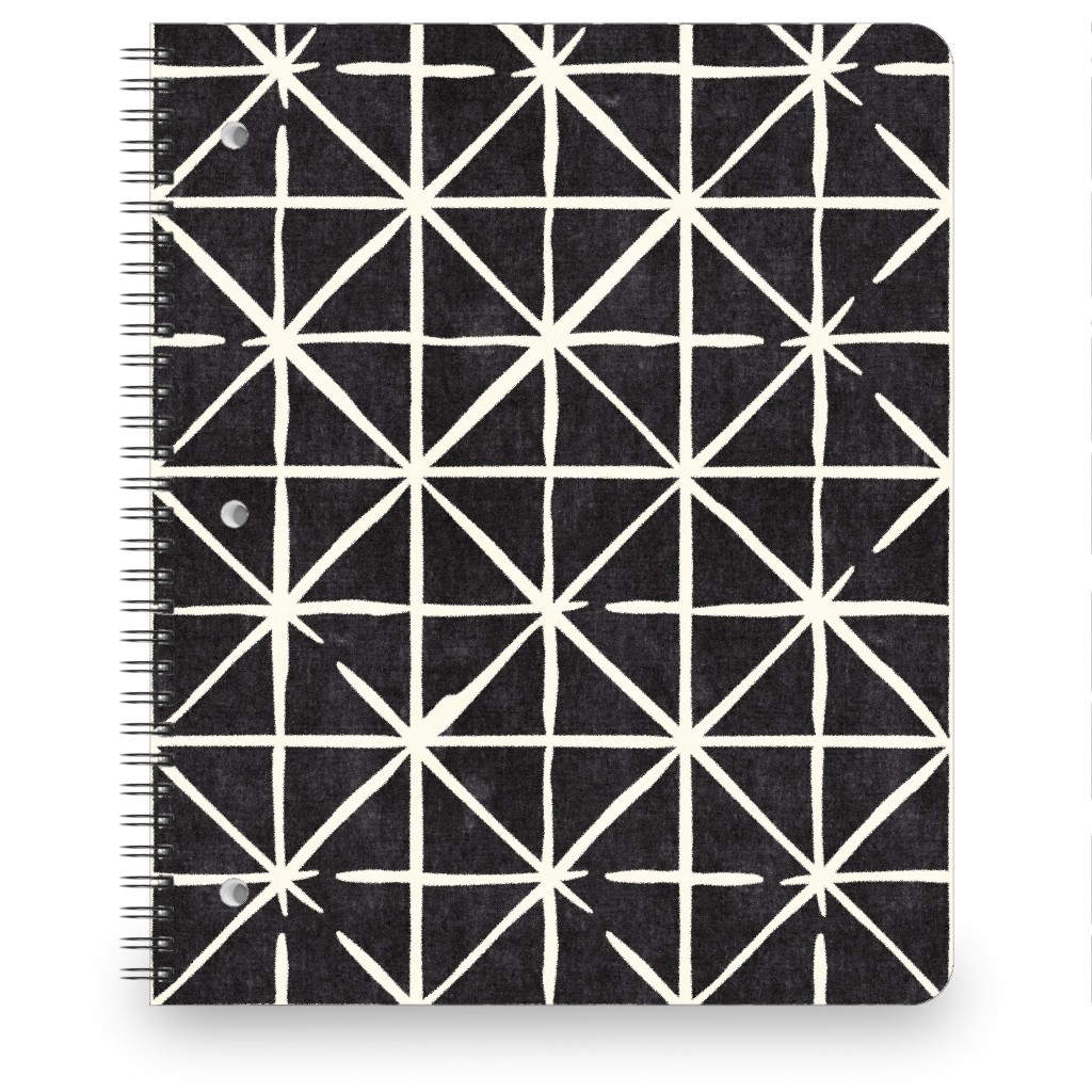 Geometric Triangles - Distressed Geometric Notebook, 8.5x11, Black