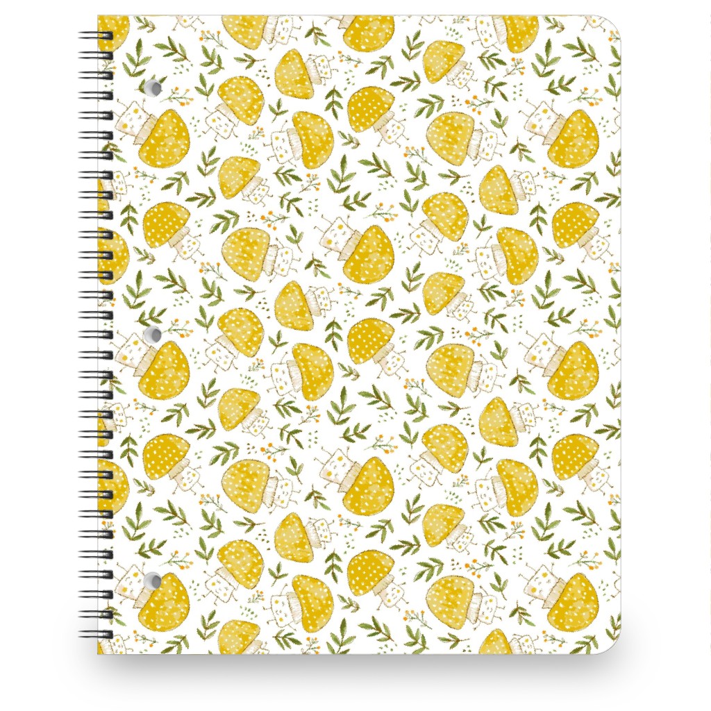 the Happiest Little Mushrooms - Yellow Notebook, 8.5x11, Yellow